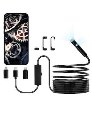 VEVOR - Endoscope Camera with Light, Dual Lens Borescope for Android & IOS, 1920P HD Inspection Camera with 8 + 1 LED Light