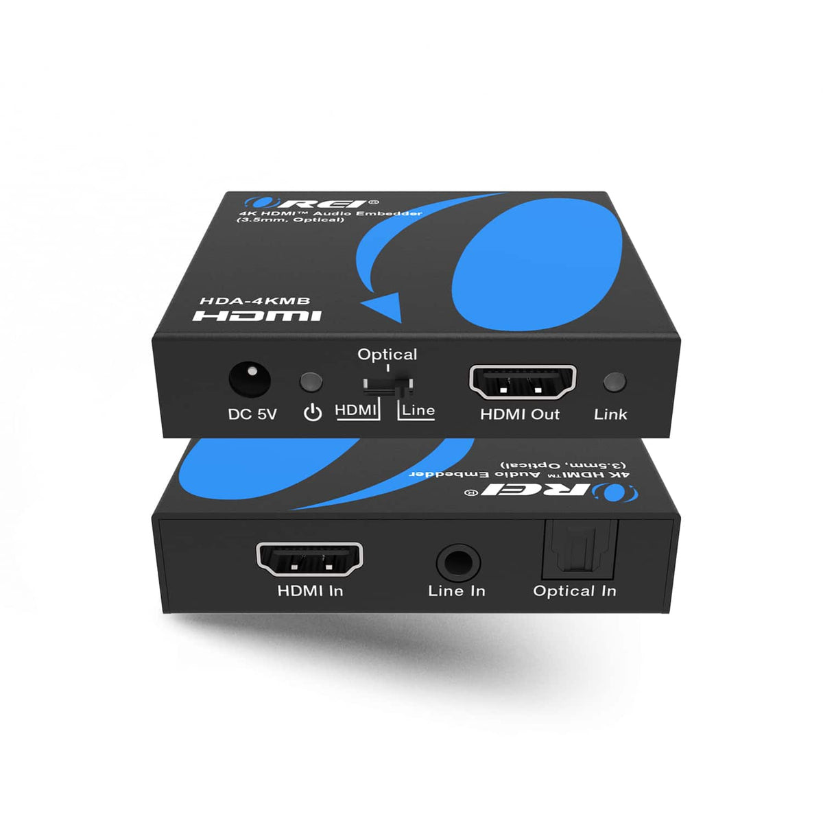 Orei - 4K HDMI™ Audio Embedder (3.5mm, Optical) (HDA-4KMB) - Black