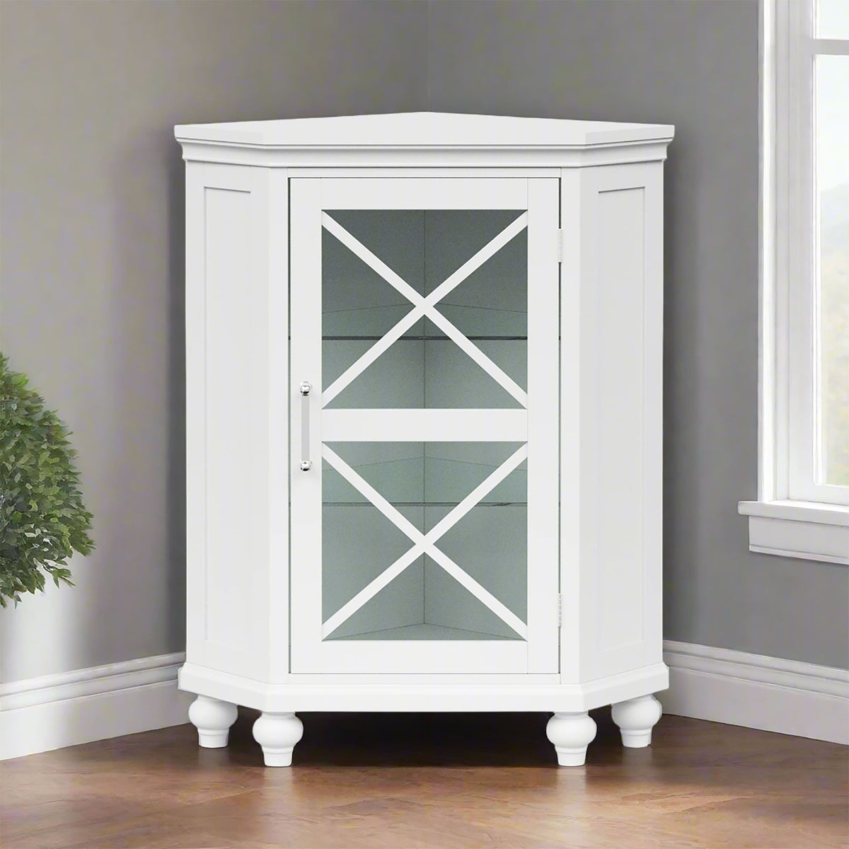 Teamson Home - Blue Ridge Freestanding Corner Floor Cabinet - White