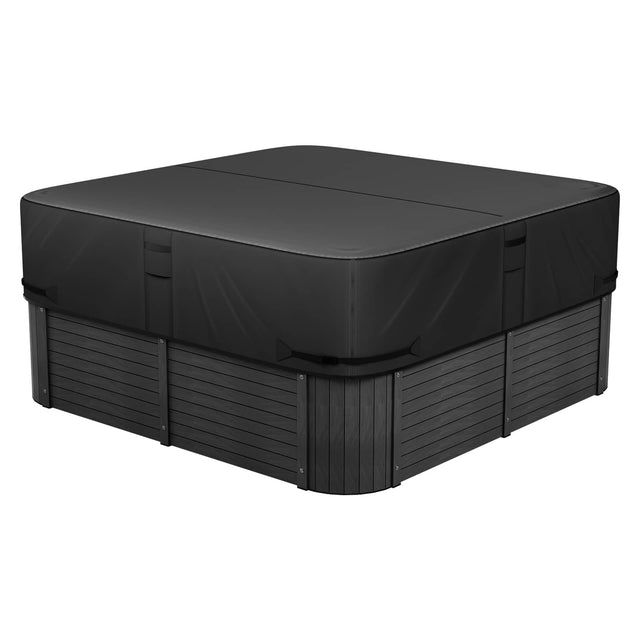 Front. VEVOR - Outdoor Hot Tub Cover, 93 x 93 x 20 Inch Weatherproof and Waterproof Hot Tub Cover Protector - Black.