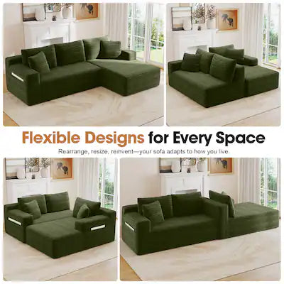 Anysun - 94.5" L-Shape Cloud Modular Sectional Sofa with Right Chaise-Deep-Seat Corner Couch, No Assembly for Living Room&Bedroom