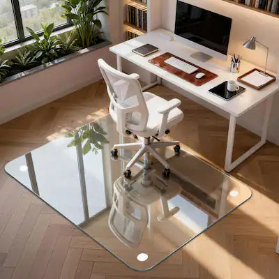 Winado - 55"L x 46"W x 0.2"Th Chair Mat Glass Floor Mat with 1200 Lbs Capacity for Office Chair Floor Protection