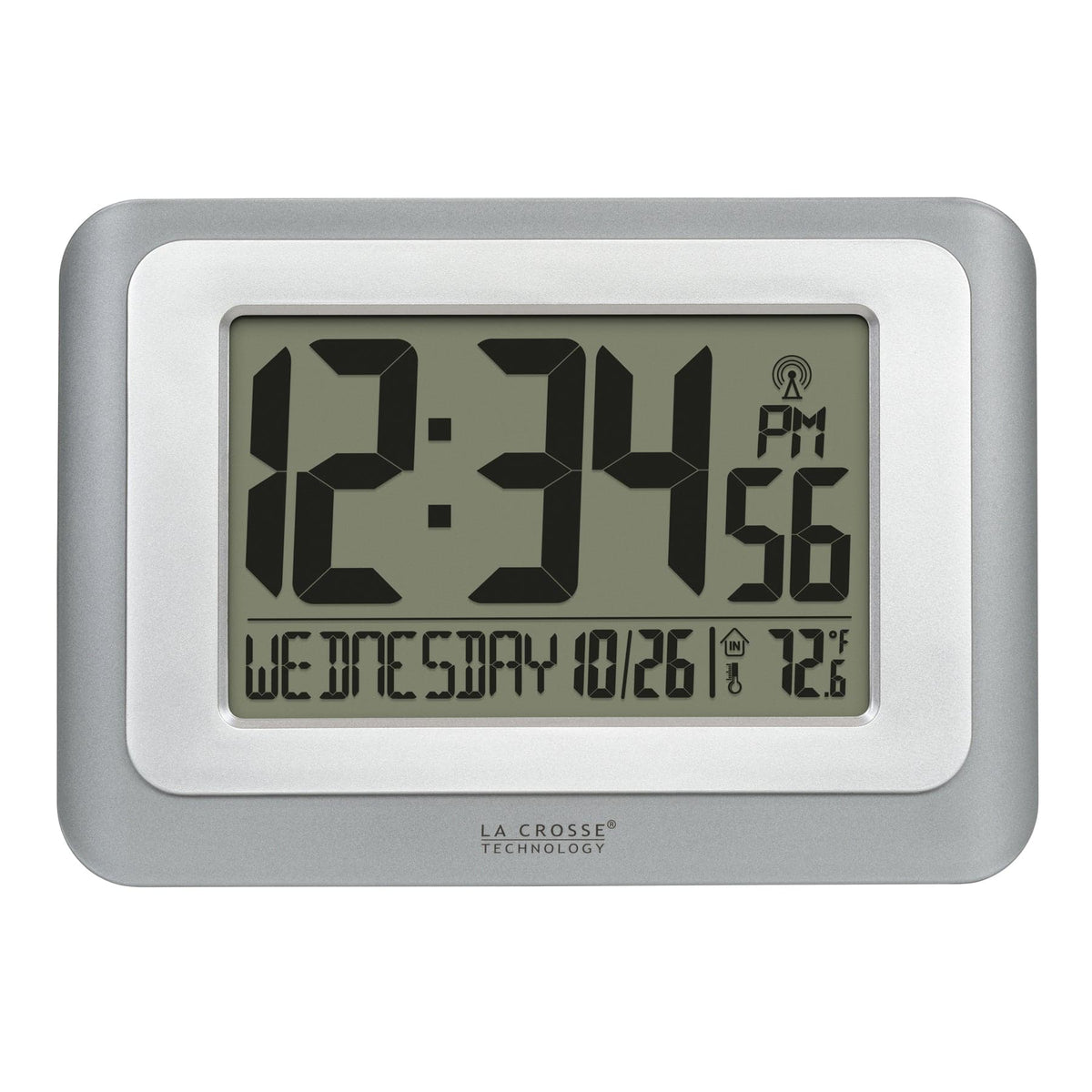 La Crosse Technology - Digital Atomic Clock with Temperature - Cool Gray/Silver