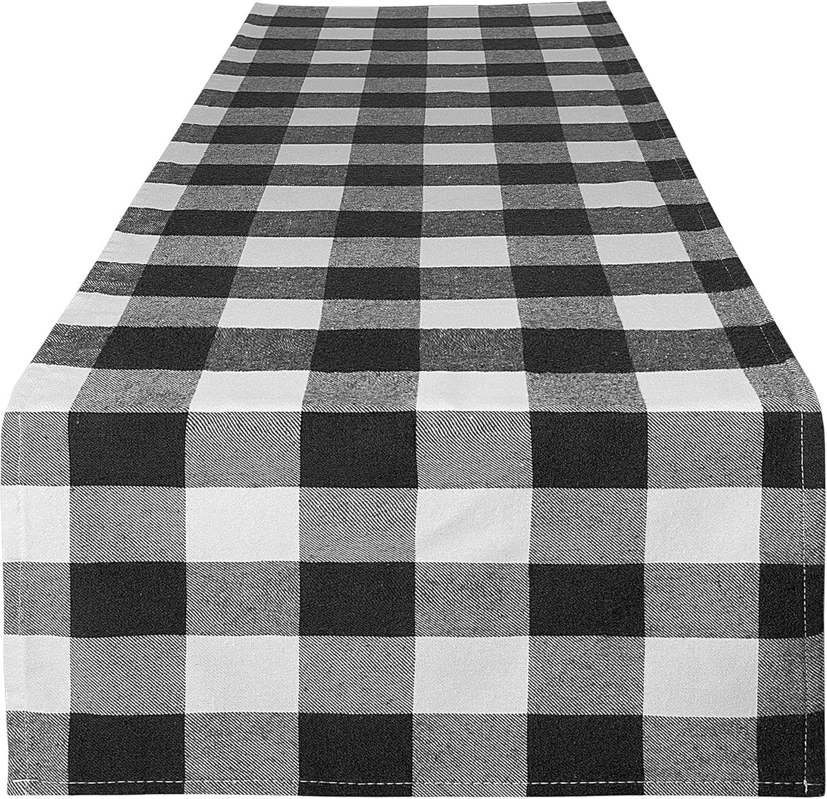 Zulay Kitchen - Zulay Home 14"x72" Table Runner - Thick Poly Cotton Buffalo Plaid Table Runners - Black and White