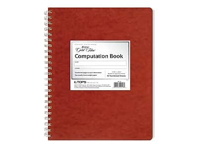 Ampad - Gold Fibre Computation Book, 9.37" x 11.75", Quad Ruled, 76 Sheets - Red