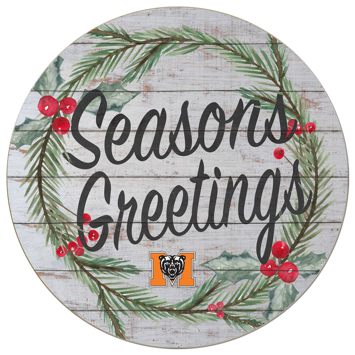 Jardine - Mercer Bears 20'' x 20'' Season's Greetings Circle - White