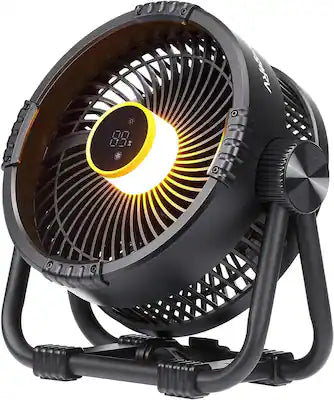BougeRV - Portable Fan 20000mAh Rechargeable Travel Outdoor Camping Fan 4 Speeds with Warm Hook Brighter LED Light for Camping RV