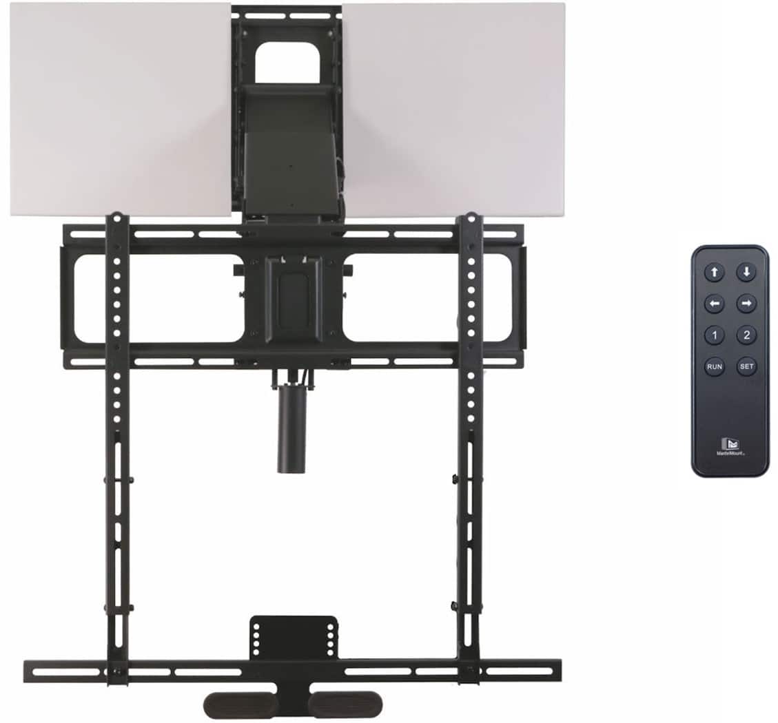 MantelMount - MM815 Motorized Above Fireplace Pull Down TV Mount with RF Remote & Automated Swivel for TVs 45"-90" Up to 115 lbs - Black