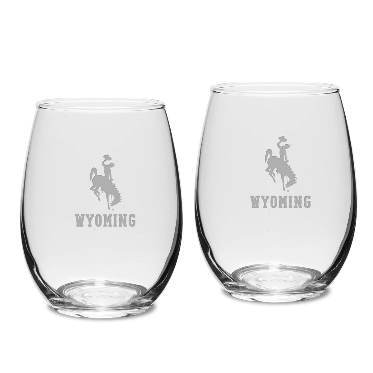 Jardine - Wyoming Cowboys 2-Piece 15oz. Stemless Wine Glass Set - Multicolor