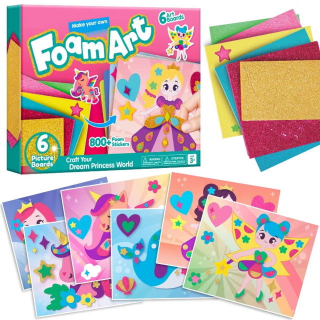 6 Art Own Boards Make your Foam Art 6 Picture Boards Foam 800+ Stickers Craft Your Dream Princess World