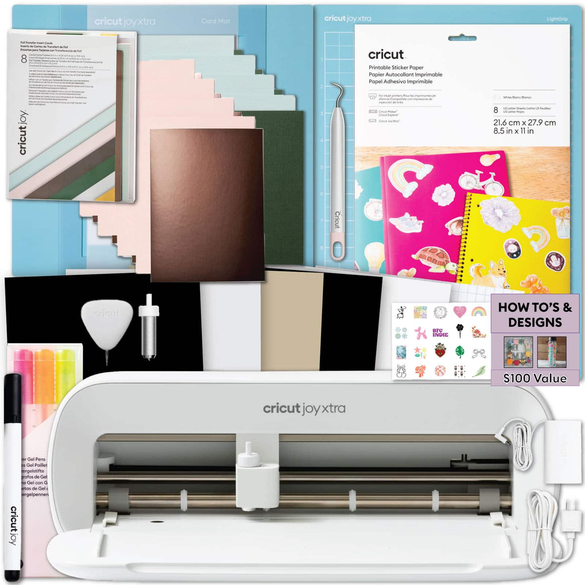 Cricut - Joy Xtra with Printable Sticker Paper and Cards Bundle