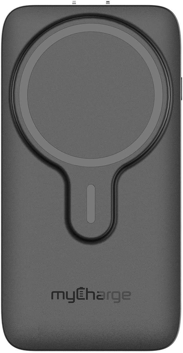 Front. myCharge - EcoHub 4-in-1 6,000 mAh Portable Charger and Stand for Most Apple Devices - Black.