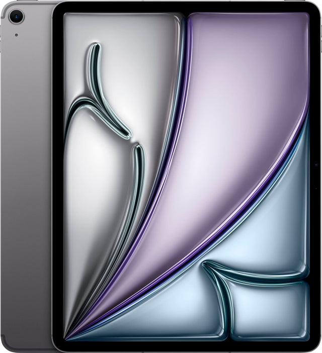 Front. Apple - 13-inch iPad Air M3 chip Built for Apple Intelligence Wi-Fi + Cellular 256GB - Space Gray.