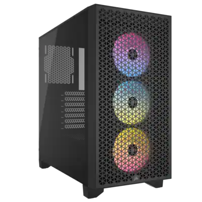 CORSAIR - 3000D RGB Airflow Mid-Tower PC Case, Black, 3 AR120 RGB Fans, High-Airflow, Up to 8x120mm