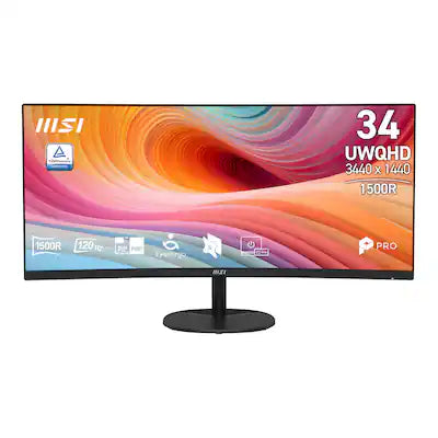 MSI - PRO MP341CQ E12 34" Curved UWQHD 120Hz 1ms VA Business Monitor with Built-in Speakers( (DisplayPort, HDMI )