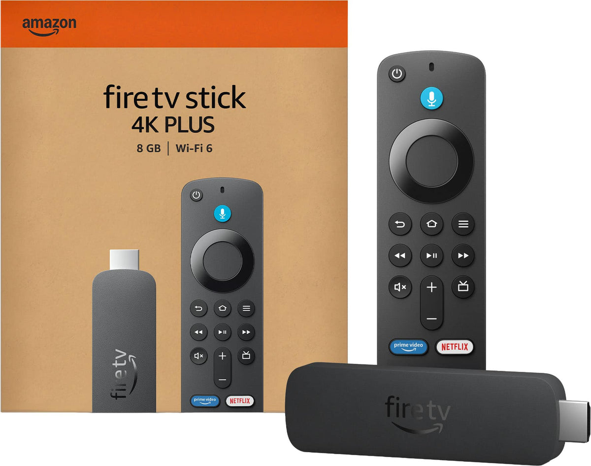 Amazon - Fire TV Stick 4K Plus 1st Gen AI-powered Fire TV Search, Wi-Fi 6 Streaming Device, 8 GB, free & live TV - Black