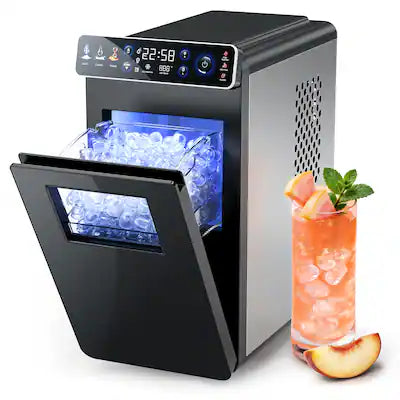 Ecozy Chillio - Bullet Ice Makers Countertop, Ultra Slim Design with Full-Color Panel, Internal Lights, 26 lbs/24H, Timer Ice Making