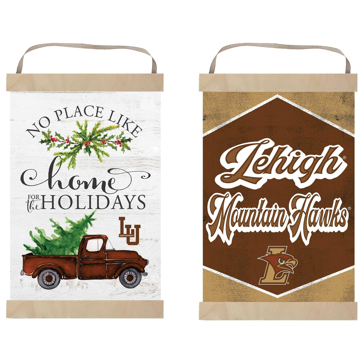 Jardine - Lehigh Mountain Hawks 12" x 20" Reversible Banner Sign - White