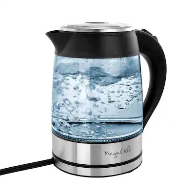 MegaChef - 1.8Lt. Glass Body and Stainless Steel Electric Tea Kettle