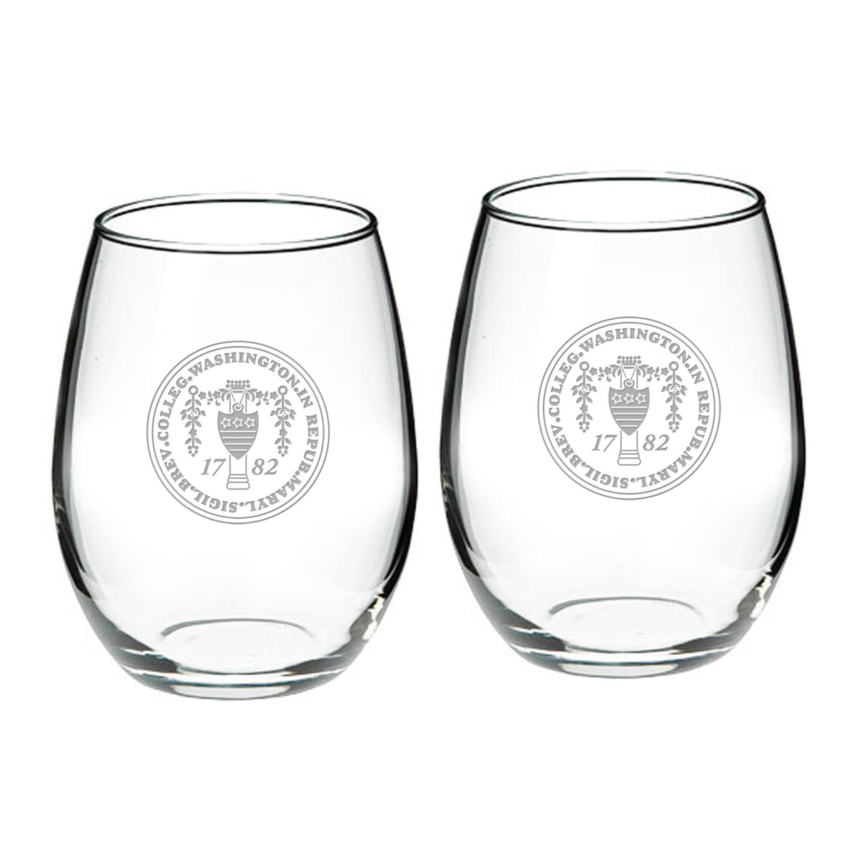 Jardine - Washington College Shoremen 21oz. 2-Piece Stemless Wine Glass Set - Multicolor