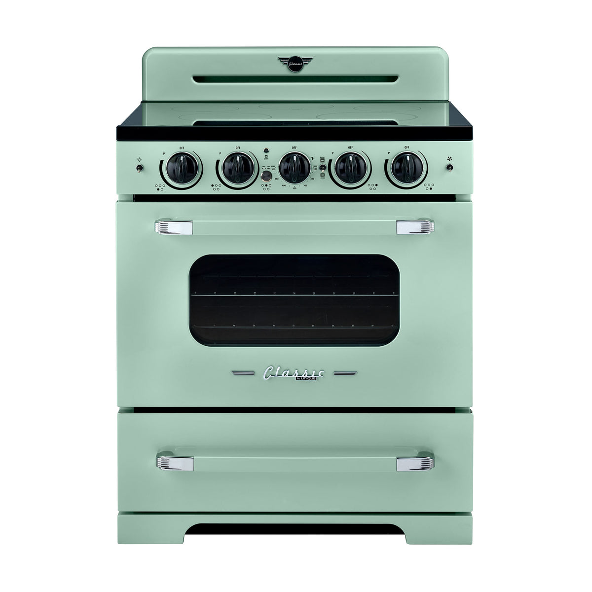 Unique Appliances - 30 in. Wide 5 Elements Classic Retro 3.9 Cu. Ft. Freestanding Induction Range with Air Fry - Summer Mint Green