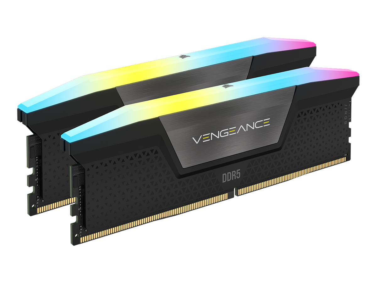 CORSAIR - Vengeance RGB 16GB (2 x 8GB) 288-Pin PC RAM DDR5 5200 (PC5 41600) Desktop Memory Model CMH16GX5M2B5200C40 - Black