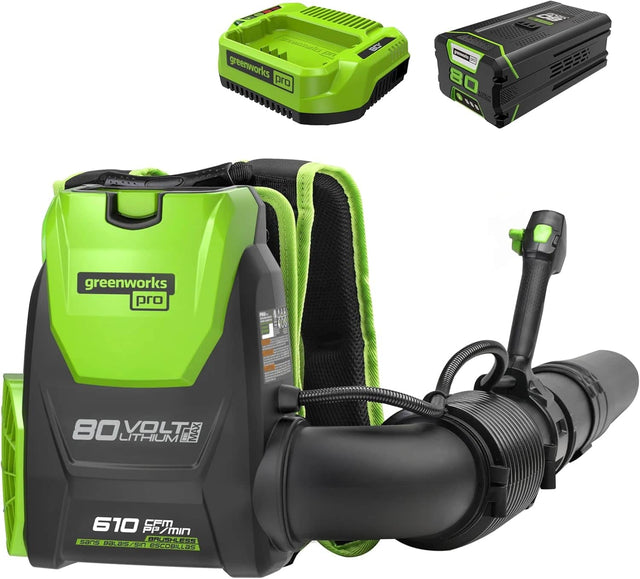 Greenworks Pro  
80 Volt Max Lithium  
610 CFM  
Brushless  
Sans Balais / Sin Escobillas