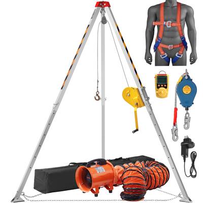 VEVOR - 2600 lbs Winch Confined Space Tripod Kit, Confined Space Tripod 8' Legs and 98' Cable, Confined Space Rescue Tripod