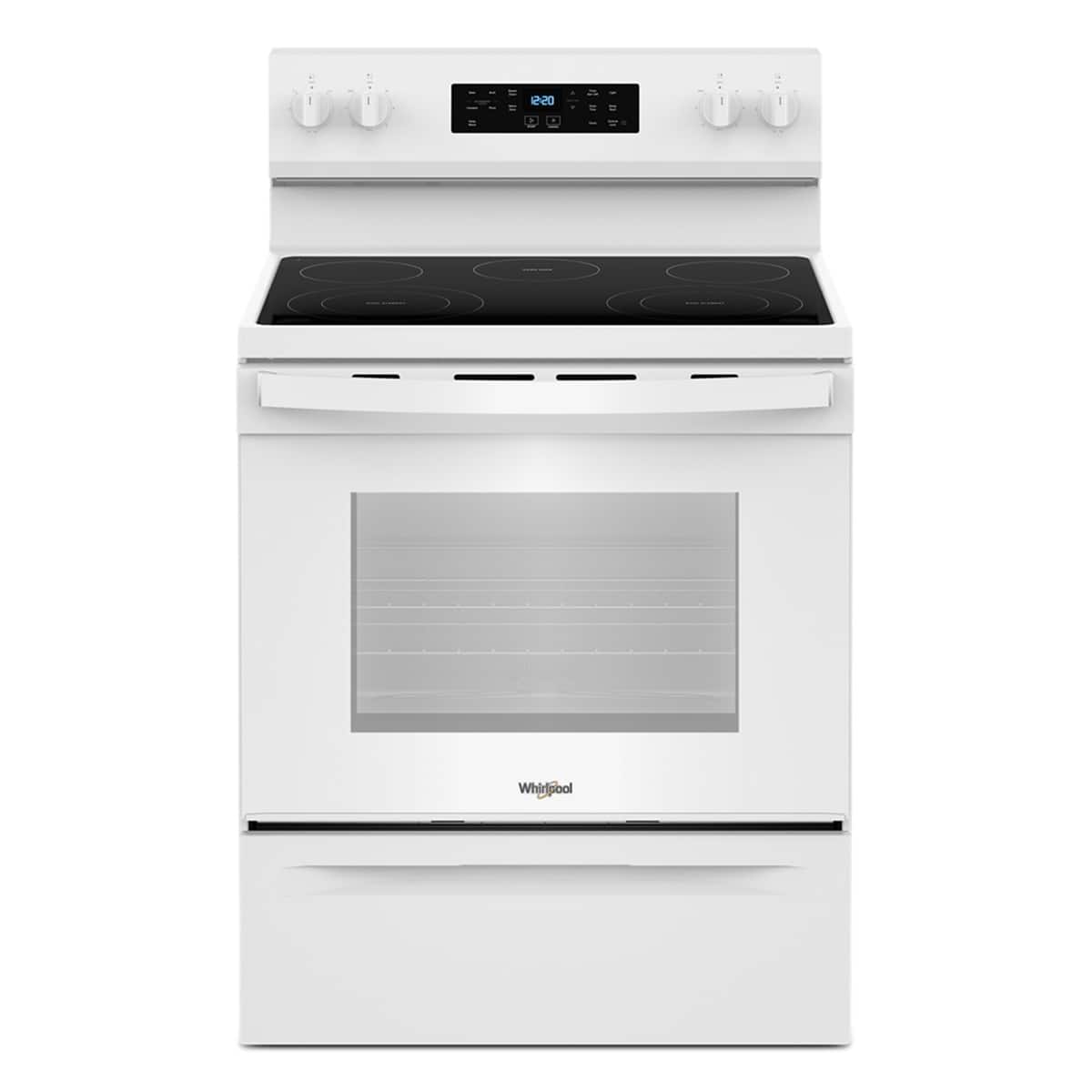 Whirlpool - 30 inch Wide 5 element 5.3 cu. ft. Freestanding Electric Range with Cooktop Flexibility - White
