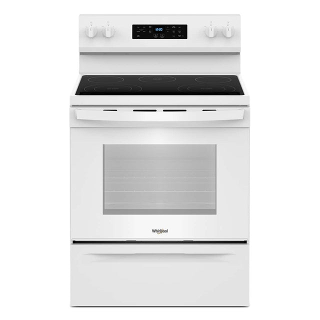 Front. Whirlpool - 30 inch Wide 5 element 5.3 cu. ft. Freestanding Electric Range with Cooktop Flexibility - White.