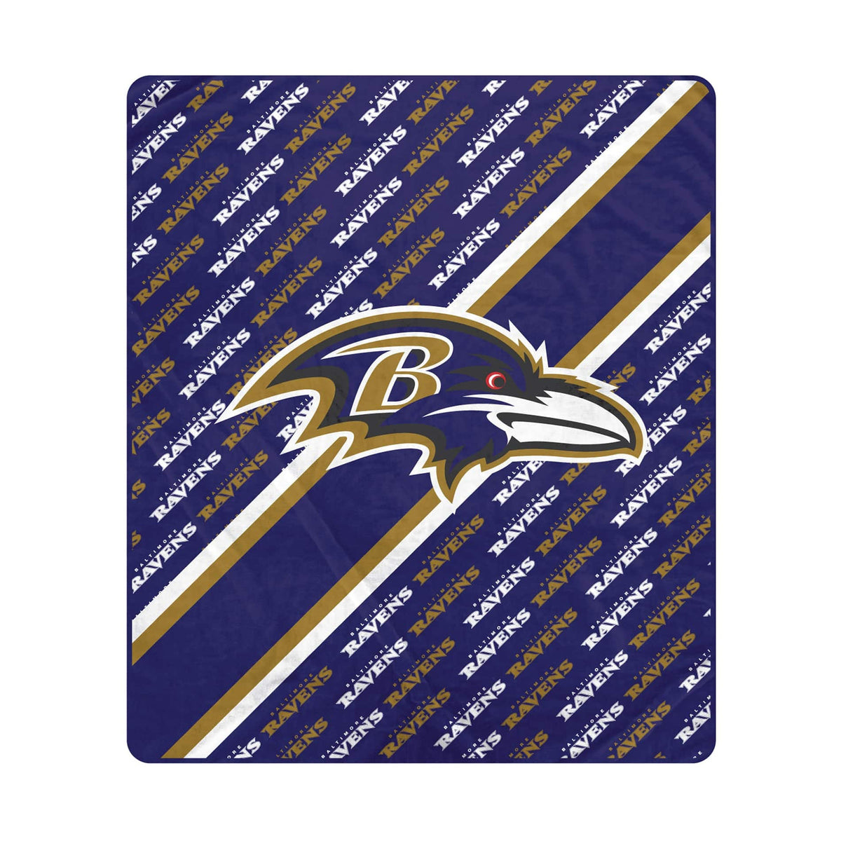 Pegasus - Baltimore Ravens 60" x 70" Diagonal Lined Wordmark Ultra Soft Blanket - Multicolor