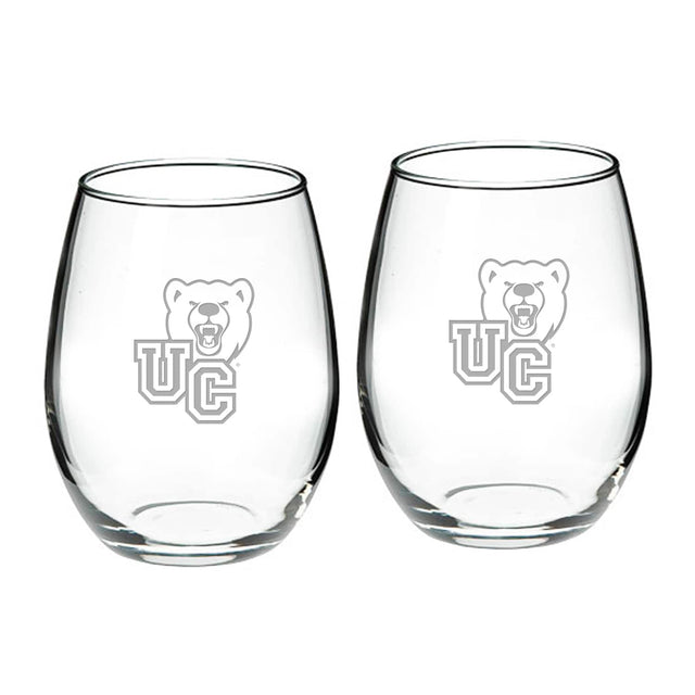 Front. Jardine - Ursinus Bears 21oz. 2-Piece Stemless Wine Glass Set - Multicolor.
