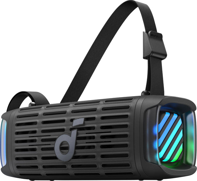 Front. Soundcore - by Anker Boom 3i Rugged Outdoor Portable Bluetooth Speaker, IP68 Waterproof, Floating, 50W, 16H Playtime - Black.