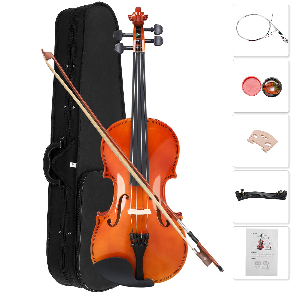 Winado - 1/4 Size Acoustic Violin Fiddle Set + Case Bow Rosin for Students Beginners Gift Acoustic Violin Kit