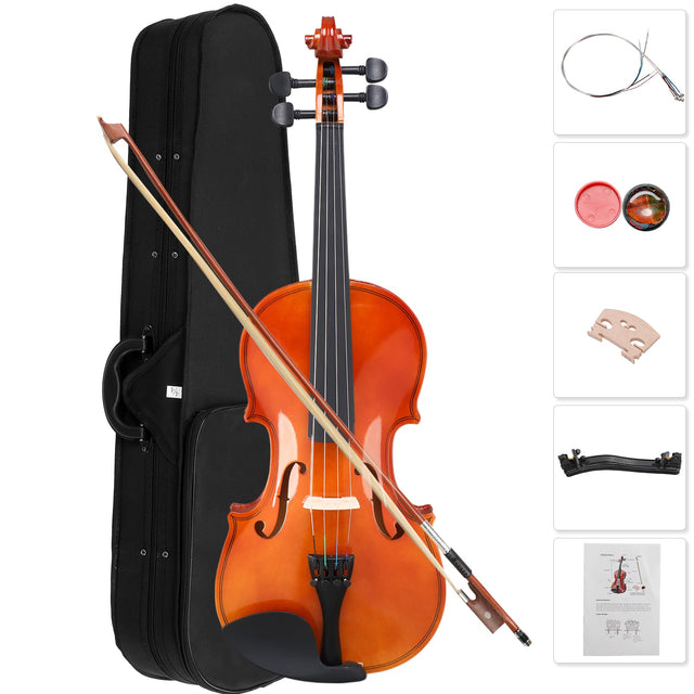 Front. Winado - 1/4 Size Acoustic Violin Fiddle Set + Case Bow Rosin for Students Beginners Gift Acoustic Violin Kit.