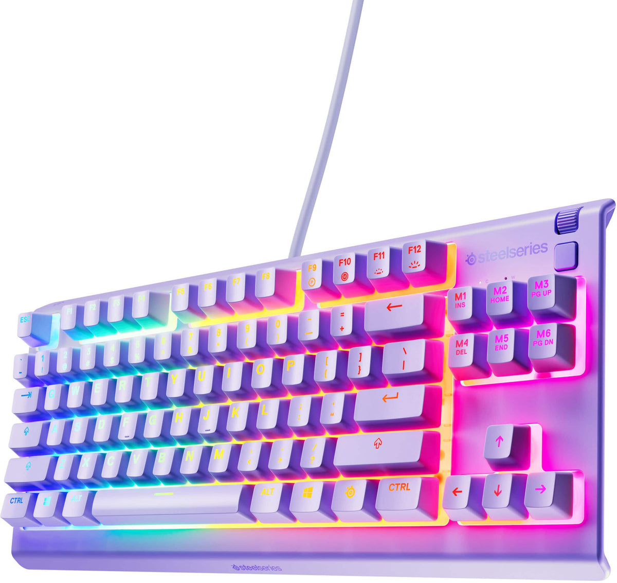 SteelSeries - Apex 3 TKL Wired Membrane Whisper Quiet Switch Gaming Keyboard with 8 zone RGB Backlighting for PC/Mac - Lavender