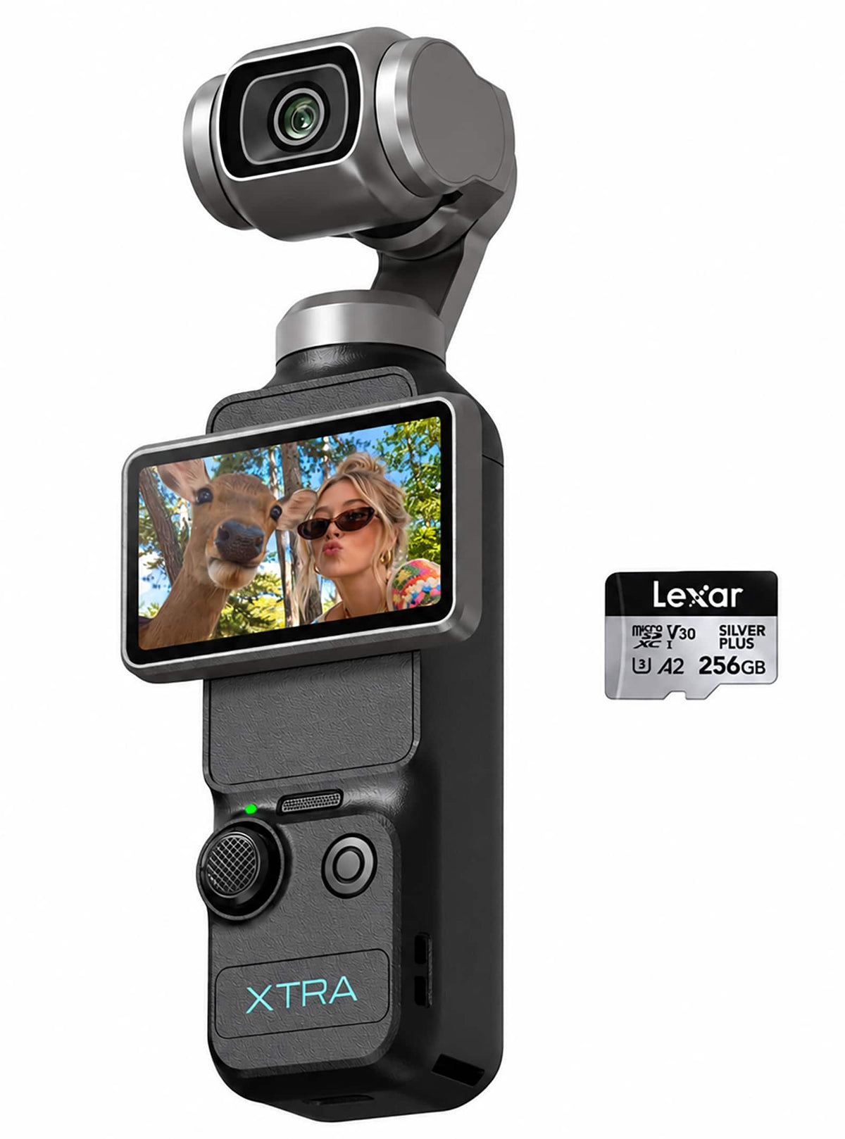 Xtra - Muse Pocket Camera w/ 1'' CMOS & 3-Axis Gimbal Stabilizer, 4K/120fps, Digital Camera for Vlogging, Face/Object Tracking - 256GB microSD/Black