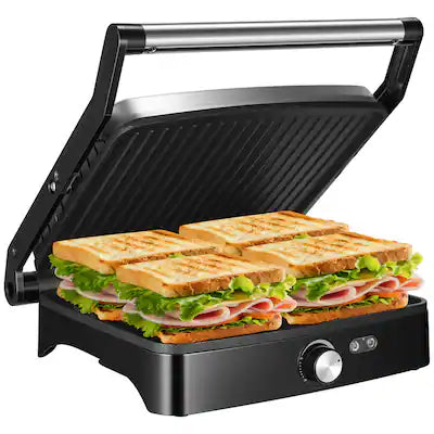 OSTBA - Panini Press Grill , 4-Slice Indoor Grill, 180° Open