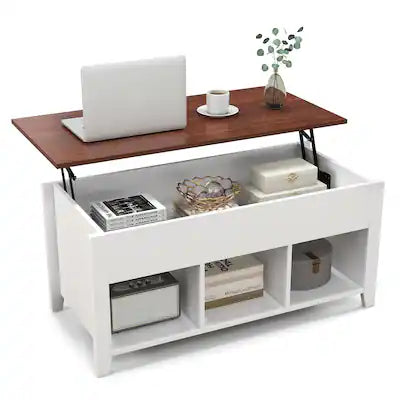 Costway - Lift Top Coffee Table w/ Hidden Compartment and Storage Shelves Modern Furniture