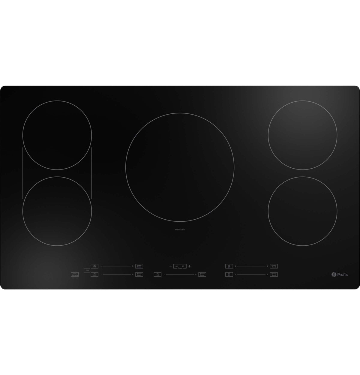 GE Profile - 36 in. Wide 5 Element Built-In Electric Induction Cooktop with 5 Elements, Slide Touch Controls, and Power Boost - Black