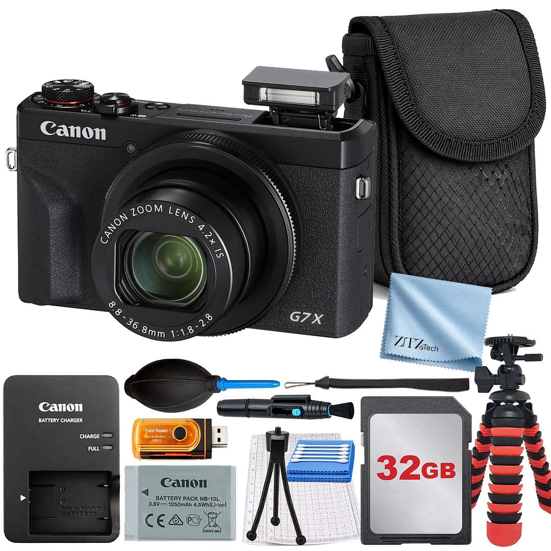 Bundle - Canon - PowerShot G7 X Mark III Camera with 32GB Card + ZeeTech Advanced - Black