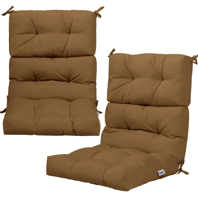 Front. Costway - Costway 2 PCS Outdoor Back Chair Cushion Tufted Pillow Patio Seating Pad - Brown.