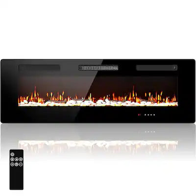 Fehokinch - 60" Electric Fireplace Insert with Timer, 10 Realistic Flame Colors, and Adjustable 700W/1400W Heating