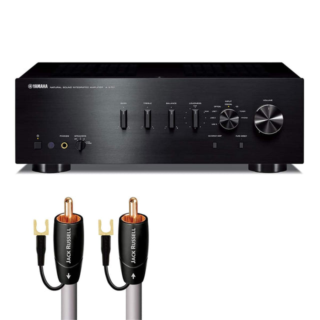 YAMAHA NATURAL SOUND INTEGRATED AMPLIFIER A-5701

BASS
TREBLE
BALANCE
LOUDNESS
INPUT COLIDAL OPTICAL
8
VOLUME
20m
Lht
RUNDI
LIME2
PICAO
und 3 3
PHONES SPEAKERS
COOPECT AMP
PURE CURRECT
...
U
RUSSELL JACK
U
RUSSELL JACK
