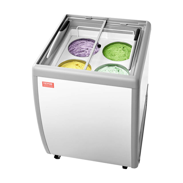 Front. VEVOR - Commercial Ice Cream Display Case, 5.6 Cu.ft Chest Freezer, Restaurant Gelato Dipping Cabinet Top Deep Freezer - White.