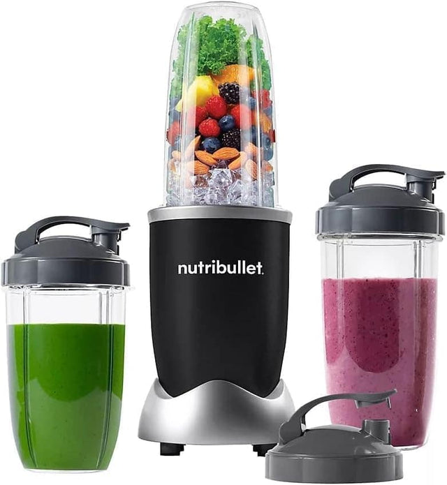 Front. NutriBullet - Pro 900W Single-Serve Blender - Black Stainless.