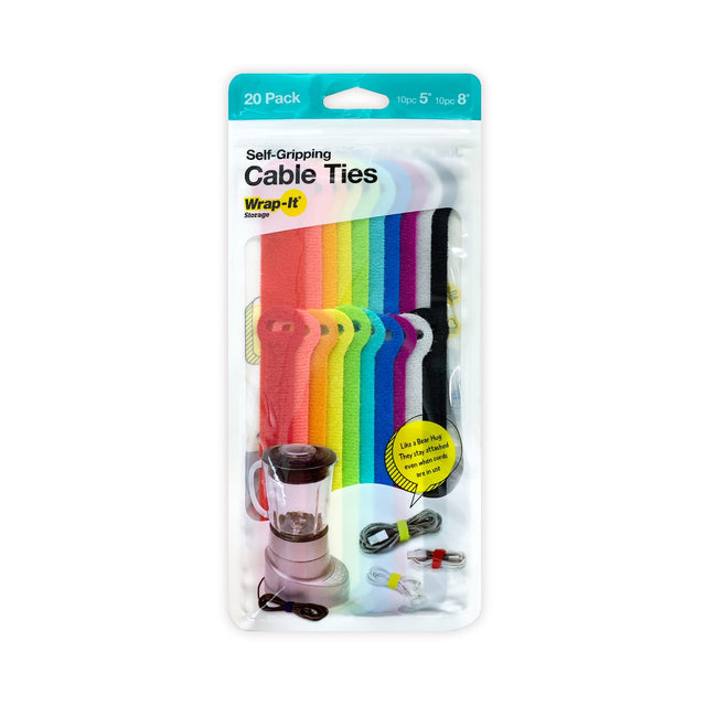 20 Pack 10pc 5" 10pc 8" Self-Gripping Cable Ties Wrap-It Storage