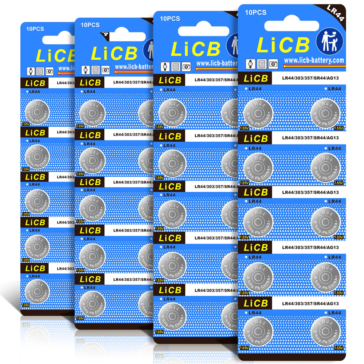 LiCB - 40 Pack LR44 AG13 357 303 SR44 Battery 1.5V Button Coin Cell Batteries for Watches Clocks