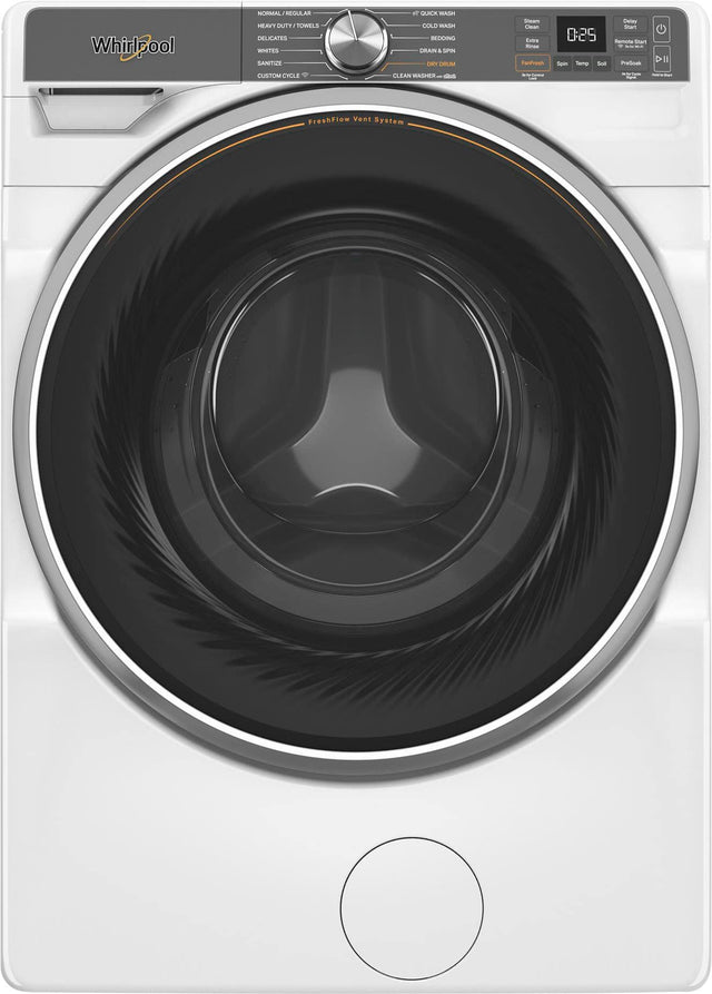 Whirlpool NOSMAL REGULAR DAT DUTY TOWELS DELICATES WHITES SANTIZE WAISH COLD WASH SEDERNO DRAIN. SUIN LAGY DRUM Steam C Eata - Fanfrouh Delay Sr 025 -uca stam - Sgie Temp Sell Prodioat DI CUSTOM CYCLE CLEAN WASHER - - Freshflow Vent System