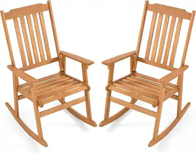 Gymax - 2PCS Outdoor Rocking Chair w/High Back Wide Seat Armrests 400 LBS Rocker Chair